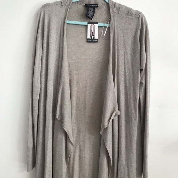 Chelsea & theadore long open cardigan side pockets Sz S NWT duster - Picture 4 of 6